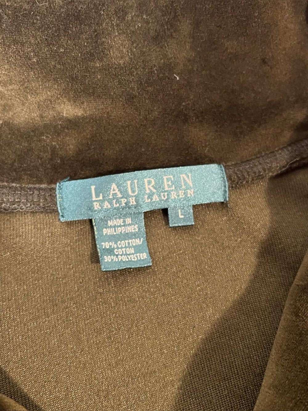 Lauren Ralph Lauren Vintage Olive Green Velvet Velour Shawl Collar Jacket Large - Picture 11 of 13